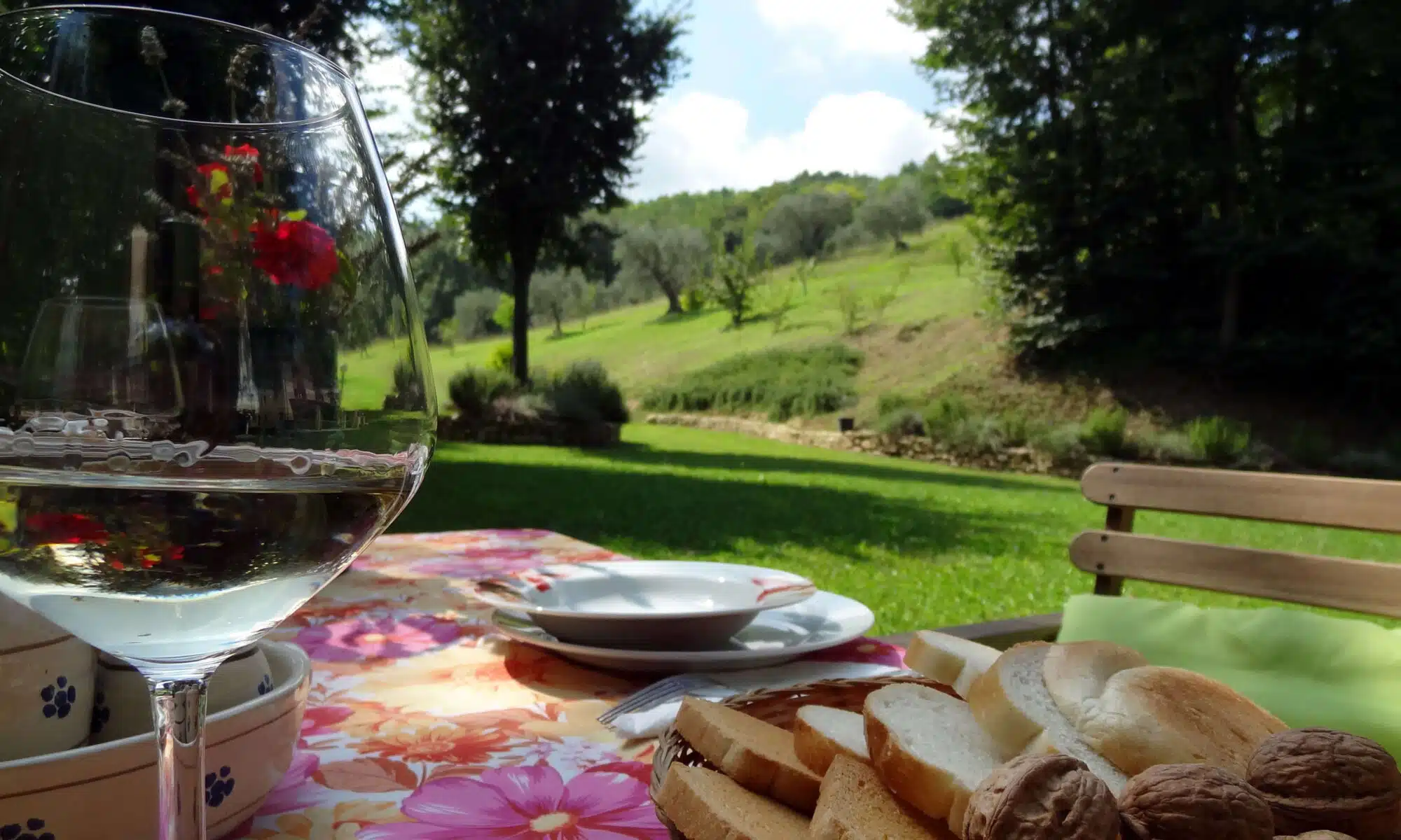 foto del tavolo esterno allestito per il pranzo